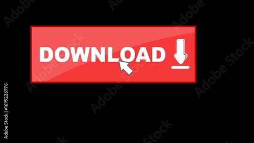 video animation click computer cursor mouse download button digital, on a transparent background with alpha channel set to zero