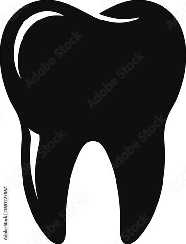 Black molar tooth silhouette dental white