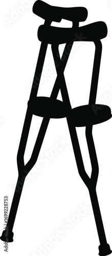 Black crutches on white background medical mobility aid