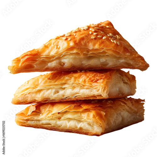 pieces of soft, flaky phyllo dough layers with slight translucency