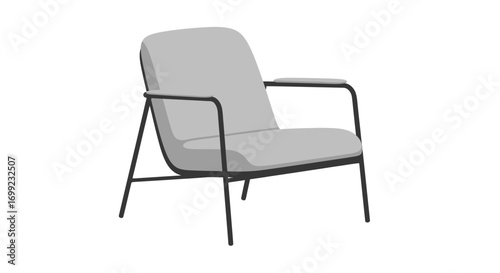 Comfortable gray lounge chair illustration on a white background