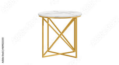 Elegant accent table with marble top and geometric gilded metal base