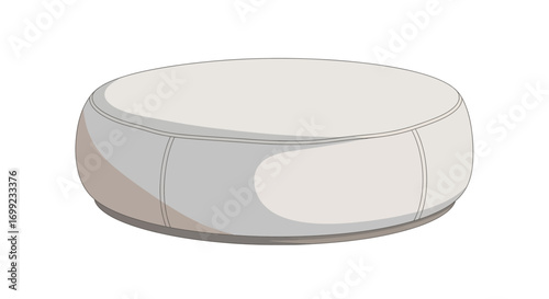 Elegant and Modern White Round Ottoman Illustration for Interior Design