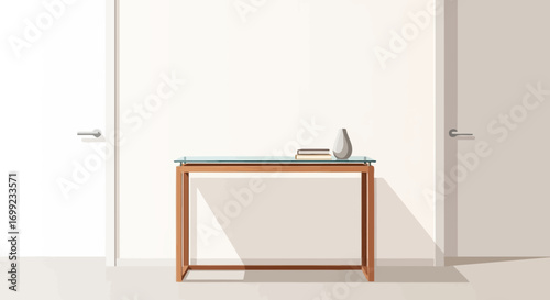 Elegant hall decor with stylish table, vase, and modern minimalist design