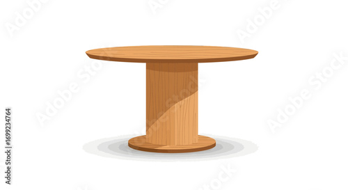 Isolated Illustration of a small circular Wooden Table on a White Surface