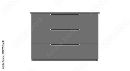 Minimalist Three-Drawer Chest on White Backdrop for Furniture Showcases