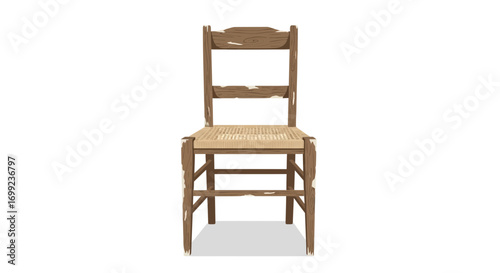 Rustic Wicker Chair Displaying Aged Beauty and Vintage Charm Elements