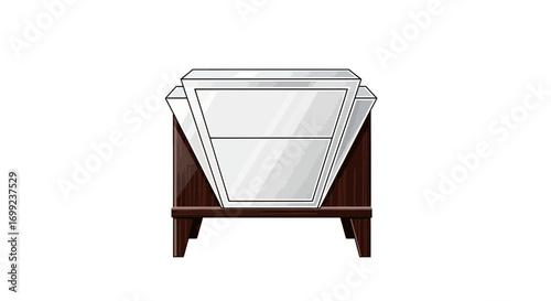 A vintage art deco style two-drawer nightstand illustration for design