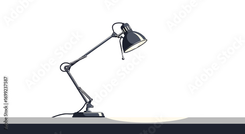 Adjustable illuminated desk lamp with articulated arm providing light