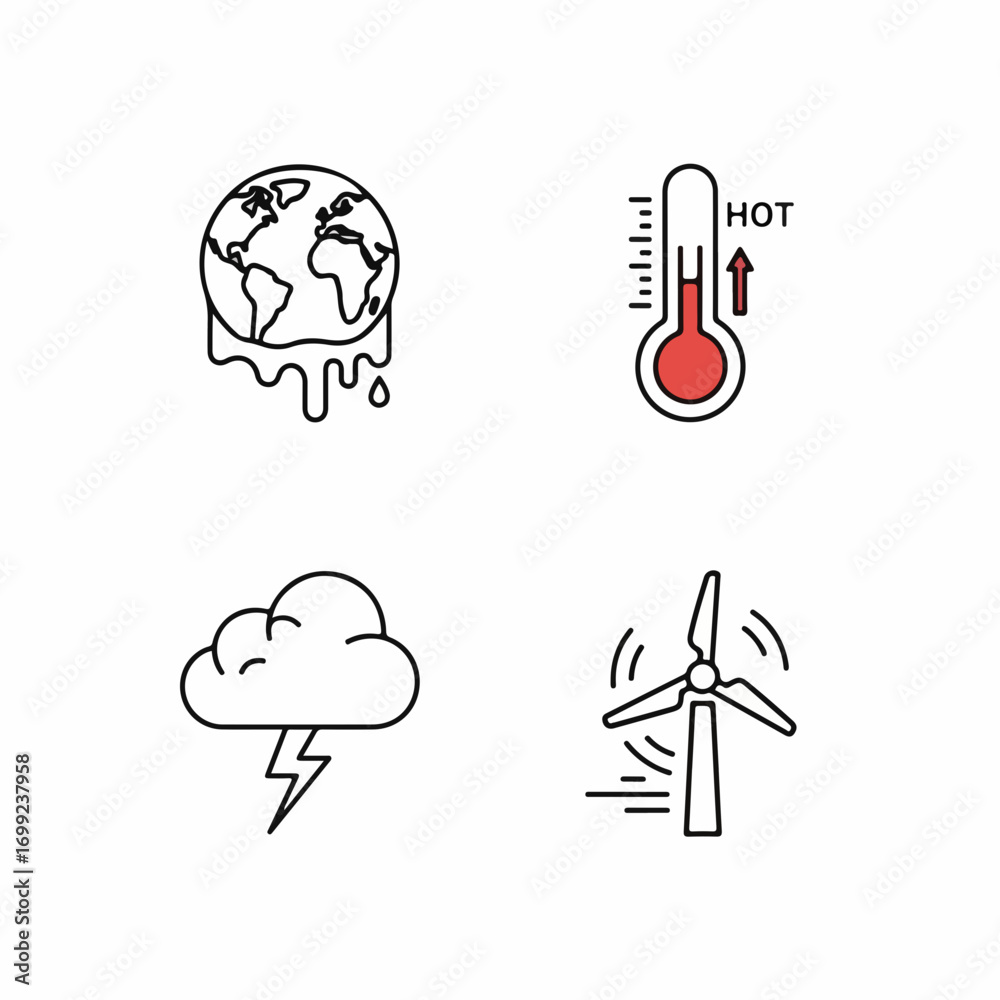 Fototapeta premium Set of Environmental Icons for Climate Change and Global Warming.