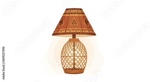 Bohemian style rattan table lamp for ambient lighting and decor