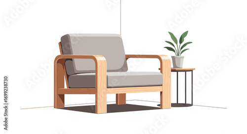 Cozy corner featuring armchair and side table, a simple and inviting living space