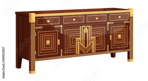 Elegant art deco sideboard with sophisticated geometric pattern design