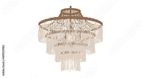 Elegant bohemian style chandelier with cascading fringe design concept