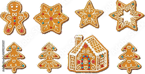 Delicious gingerbread cookies arranged for festive holiday baking and cheerful Christmas celebrations