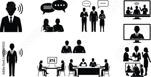 Business team collaborating effectively with seamless communication and video conference technology solutions