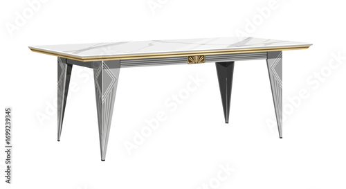 Elegant marble dining table with art deco influences for luxurious dining