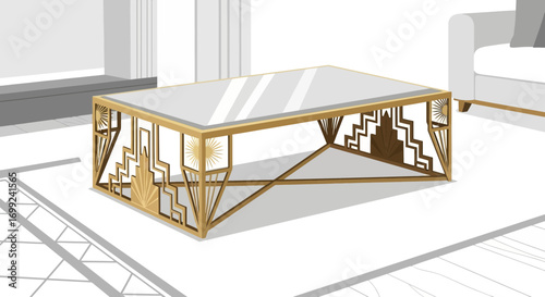 Sophisticated gold art deco style table interior with contemporary details