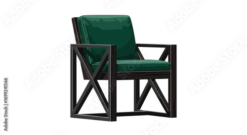 Sophisticated Dark Wooden Chair with Green Cushion Minimalist Design