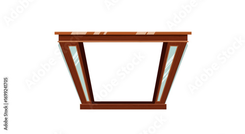 Stylish vector illustration of a wood and glass display table object
