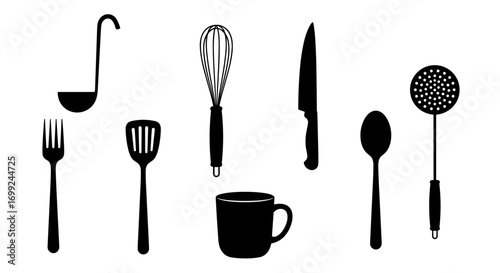 Stock illustration of kitchen utensils cooking tools and kitchenware set
