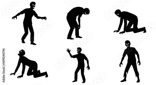 Zombie silhouette vector art collection undead monster halloween horror icon