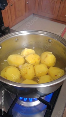 Potatoes boiling in a pot