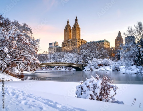 Snowy Central Park at Sunrise