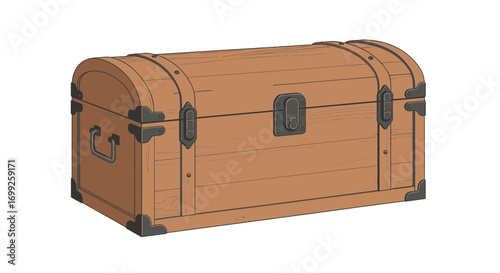 Antique wooden chest cartoon illustration on white background design
