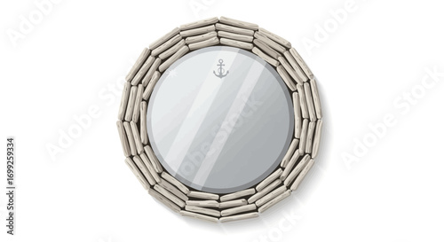 Charming nautical wall mirror accented by driftwood and a subtle anchor