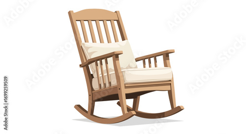 Classic wooden rocking chair illustration, evoking comfort and relaxation