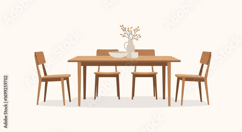 Contemporary wooden dining set with minimalist design for modern homes