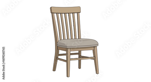 Elegant upholstered dining chair with wood frame illustration image