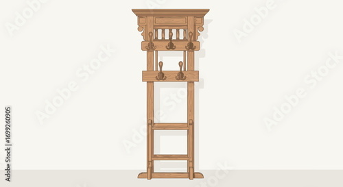 Elegant Wooden Coat Rack for Interior Decor and Storage Solution