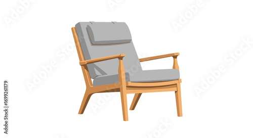 Isolated illustration of a mid-century modern armchair on a white background