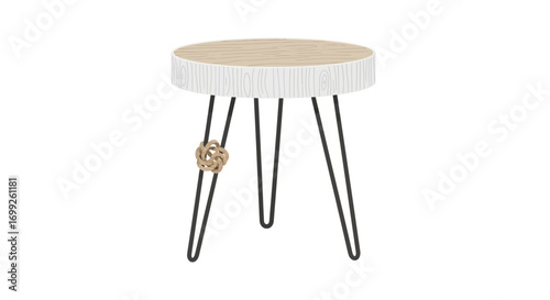 Isolated modern round side table with minimalist design elements