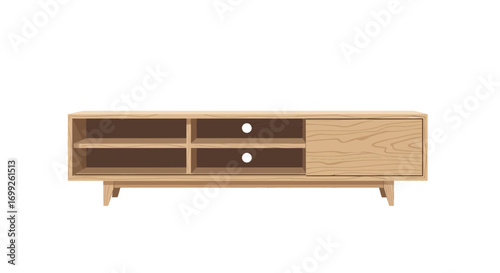 Minimalist Scandinavian-style Wooden Media Console for Modern Living Room Decor