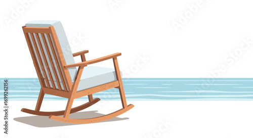 Relaxing seaside retreat featuring a comfortable rocking chair illustration