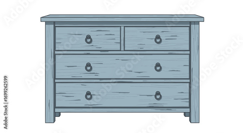 Stylish wooden chest of drawers with ring pulls for home decoration