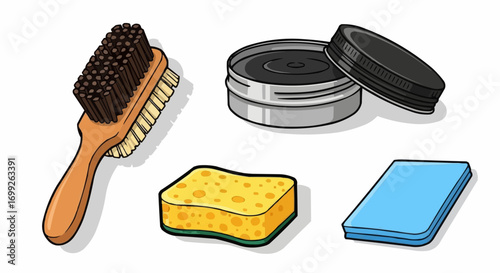 Find the best shoe cleaning kit for leather shoes and suede shoes to keep your shoes looking new always vector