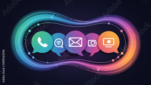 Communication methods icons vector graphic design for social media marketing and digital communication strategies