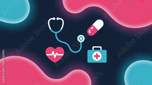 Healthcare and medicine concept with medical equipment for doctors and patient health and wellness check up