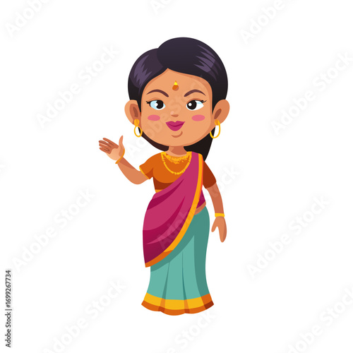 An Indian Woman Character Constructor. Indian Woman creation Set. Indian Woman Character Model Sheet with Lip Sync, Hand Gestures, and Saree Outfit | 2D Animation Design. Indian Woman in Saree. See Le