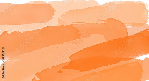 Abstract watercolor brushstrokes in shades of orange on white canvas