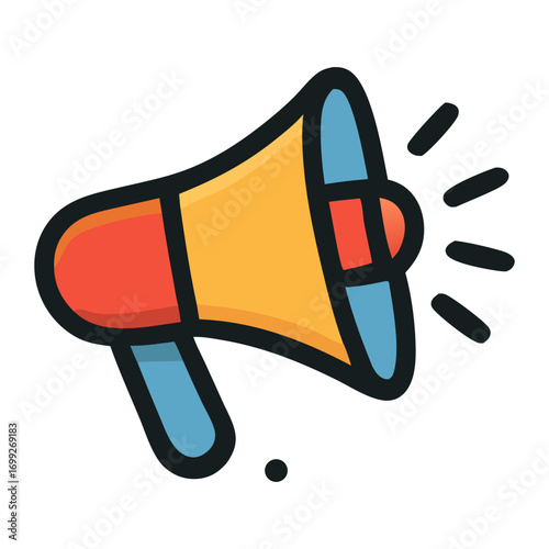 Retail promotions with megaphone blasts attract shoppers with announcements. Suitable for marketing, retail, promotion, advertising, communication, and business concepts.