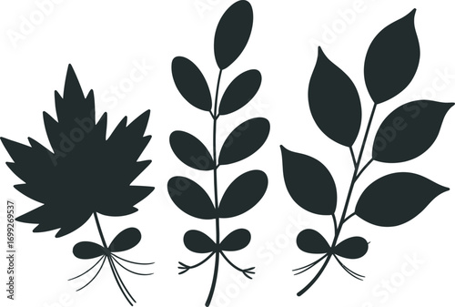 Elegant Autumn Foliage Vector Set with Delicate Bows for Seasonal Designs and Decorations