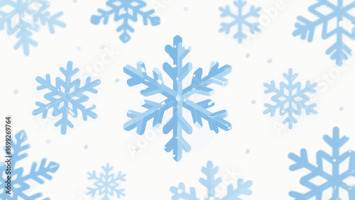 Light blue snowflakes gently falling in a wintery background scene