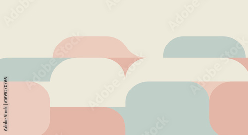 Minimalist abstract geometric background in pastel colors with retro shapes
