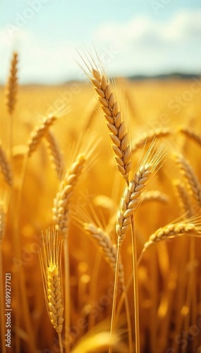 Golden wheat stalks bend low, scattered across a sun-drenched field, signifying the end of the harvest season A beautiful display of nature's bounty, ripe for the taking , land, golden, golden hour