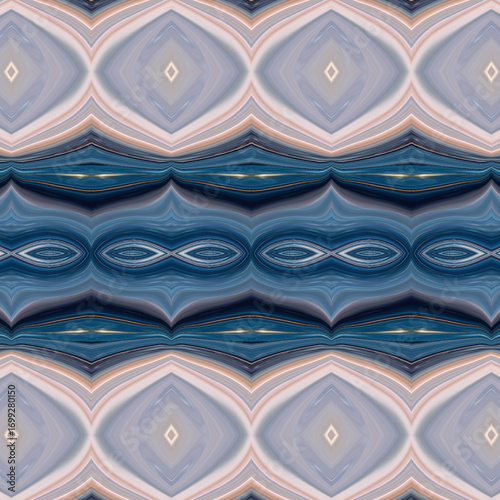 Elegant abstract symmetry in blue and beige tones, seamless decorative texture for wallpapers, modern textile patterns, and geometric digital art.
